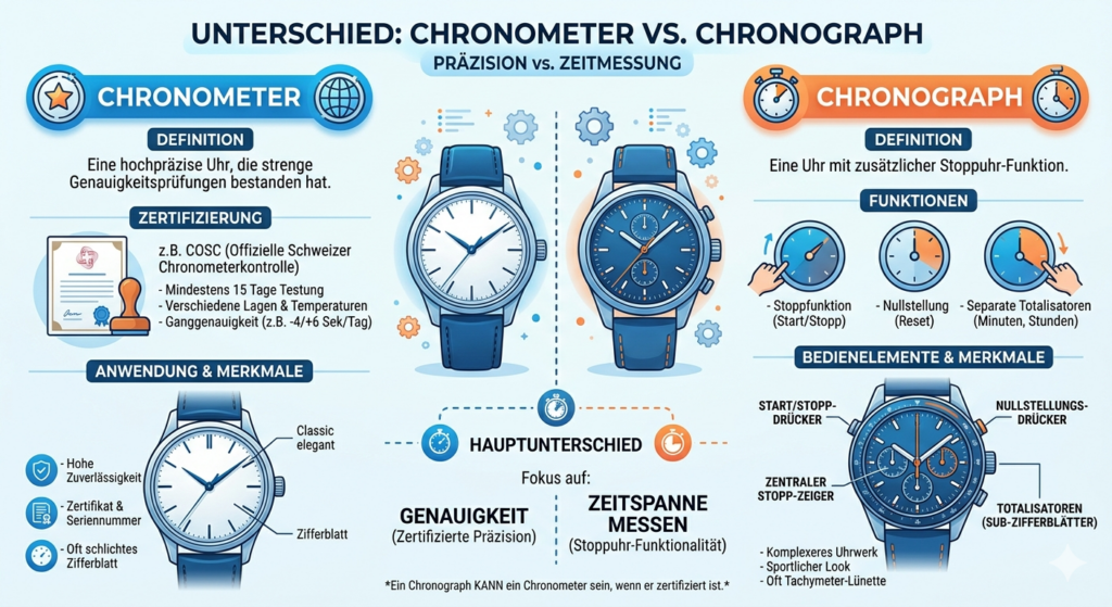 Infografik Chronometer Unterschied Chronograph